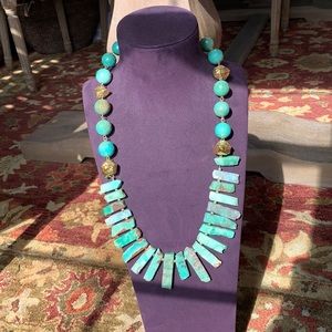 DEVON LEIGH Chrysoprase and 18K gold plated 30” necklace. Never worn
